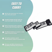 88 Key Portable Foldable Silicone Electronic Keyboard Piano Music V63-954741
