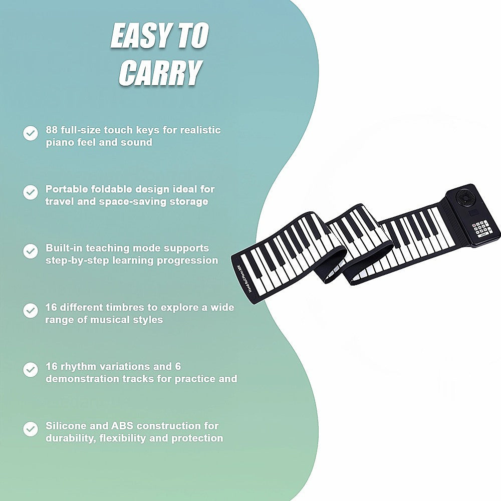 88 Key Portable Foldable Silicone Electronic Keyboard Piano Music V63-954741