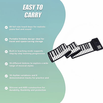 88 Key Portable Foldable Silicone Electronic Keyboard Piano Music V63-954741