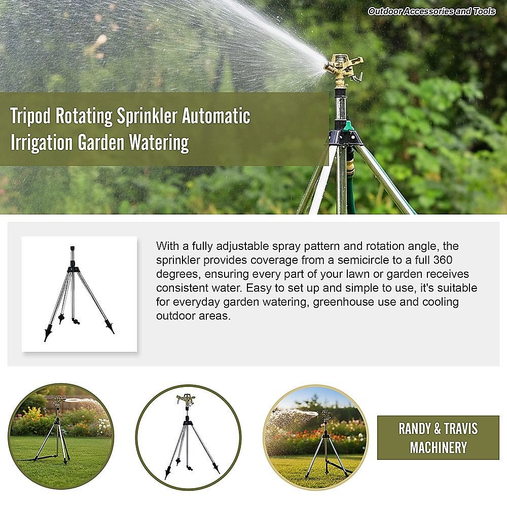 Tripod Rotating Sprinkler Automatic Irrigation Garden Watering V63-954781