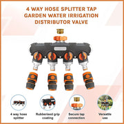4 Way Hose Splitter Tap Garden Water Irrigation Distributor Valve V63-954791