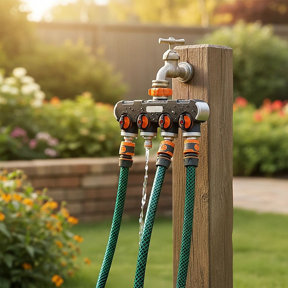 4 Way Hose Splitter Tap Garden Water Irrigation Distributor Valve V63-954791