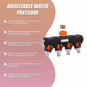 4 Way Hose Splitter Tap Garden Water Irrigation Distributor Valve V63-954791