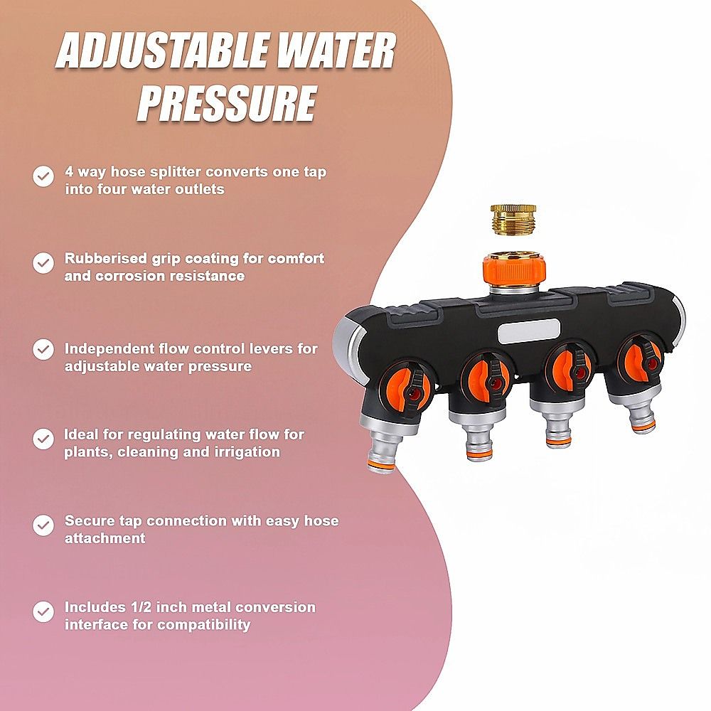 4 Way Hose Splitter Tap Garden Water Irrigation Distributor Valve V63-954791
