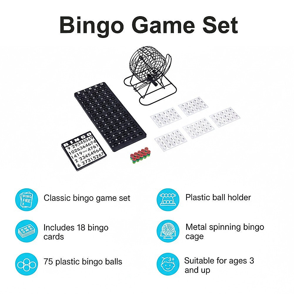 Bingo Game Set with Cards Balls and Cage for Family Party Fun V63-954821