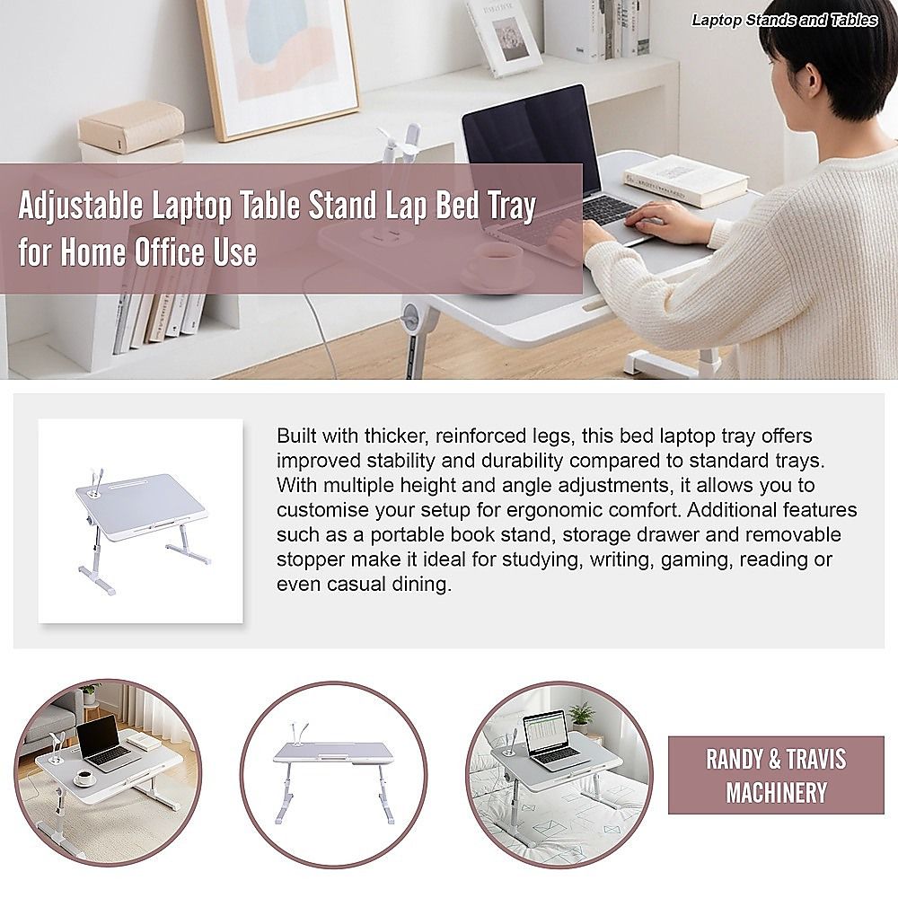 Adjustable Laptop Table Stand Lap Bed Tray for Home Office Use V63-954851