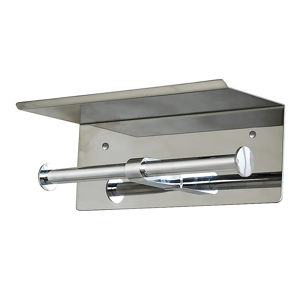 Double Toilet Paper Holder with Shelf Wall Mounted Bathroom Storage V63-954881