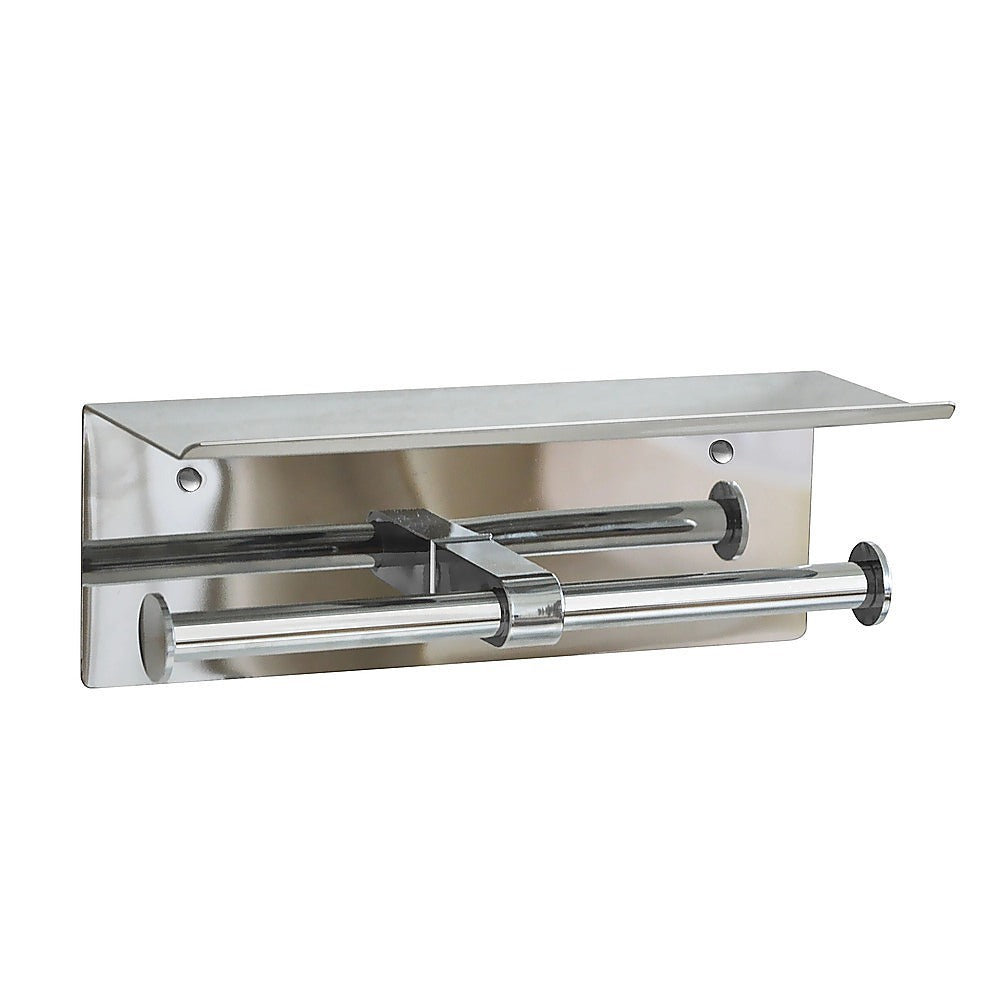Double Toilet Paper Holder with Shelf Wall Mounted Bathroom Storage V63-954881
