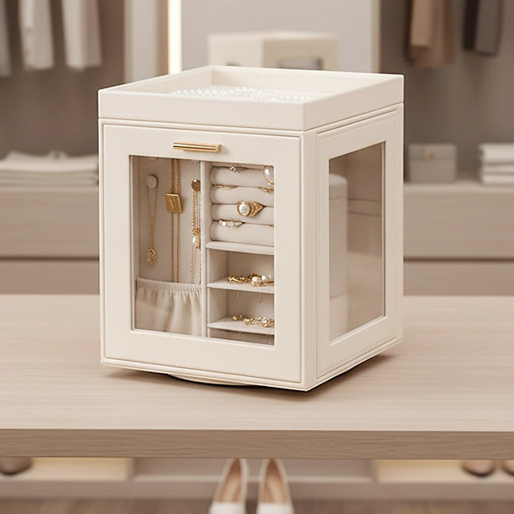 Rotating Organiser Box with Mirror Jewellery Storage for Dressing Table V63-954911