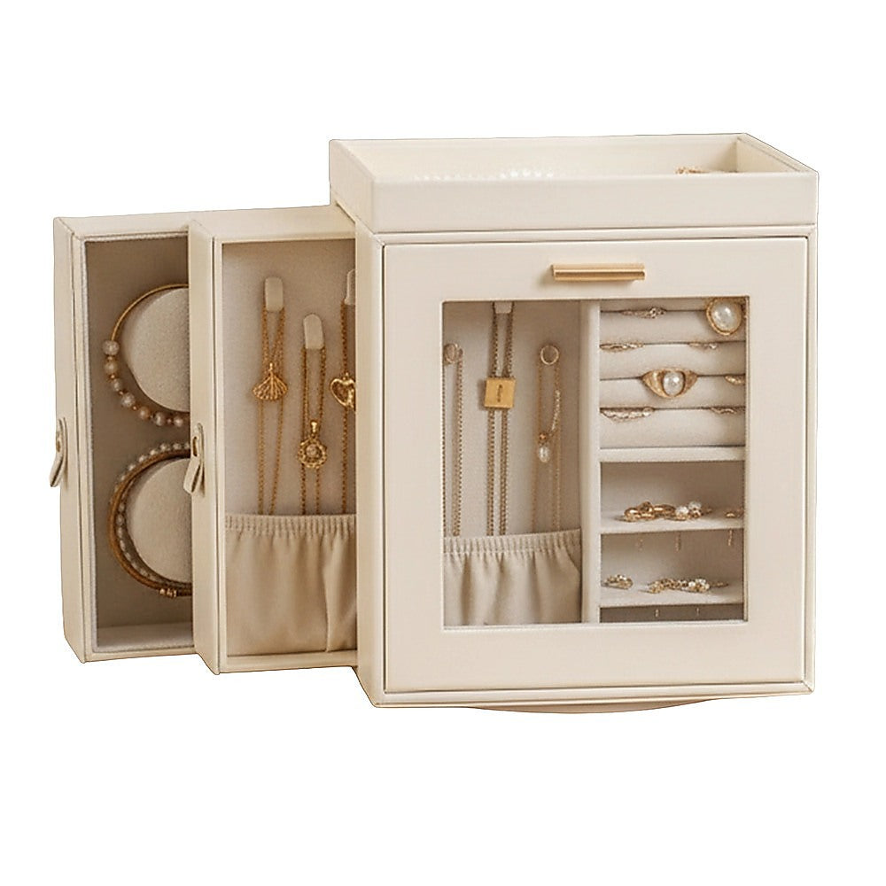Rotating Organiser Box with Mirror Jewellery Storage for Dressing Table V63-954911