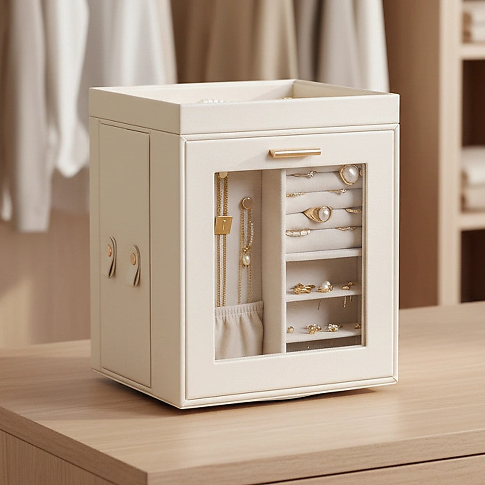 Rotating Organiser Box with Mirror Jewellery Storage for Dressing Table V63-954911