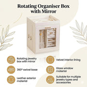 Rotating Organiser Box with Mirror Jewellery Storage for Dressing Table V63-954911