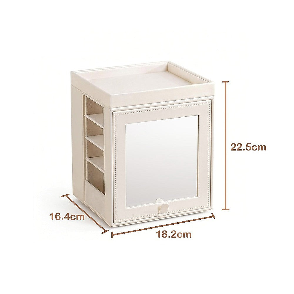 Rotating Organiser Box with Mirror Jewellery Storage for Dressing Table V63-954911