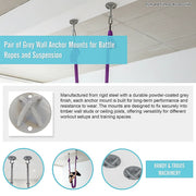 Pair of Grey Wall Anchor Mounts for Battle Ropes and Suspension V63-954931