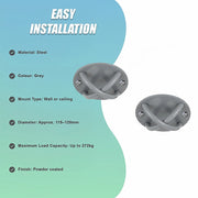 Pair of Grey Wall Anchor Mounts for Battle Ropes and Suspension V63-954931