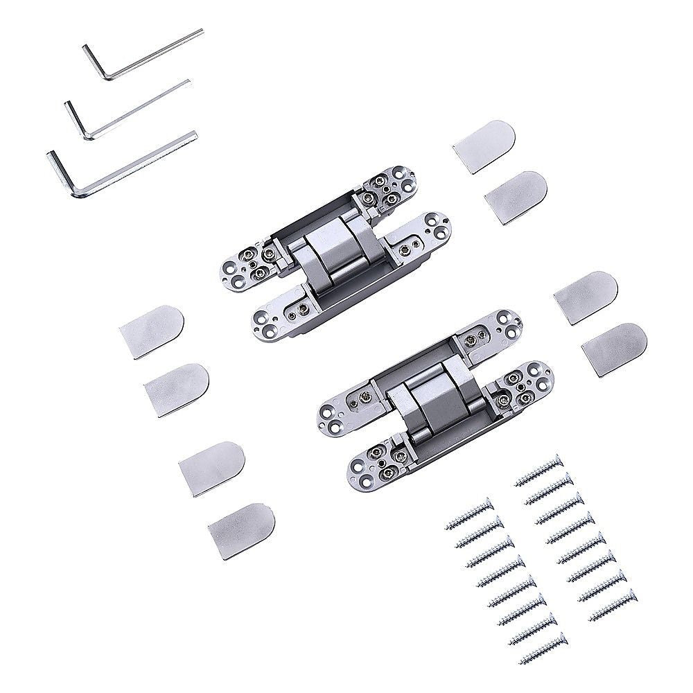 Hidden Door Hinges 180 degrees Heavy Duty 3D Adjustable Silver 40kg V63-954941