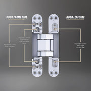 Hidden Door Hinges 180 degrees Heavy Duty 3D Adjustable Silver 40kg V63-954941