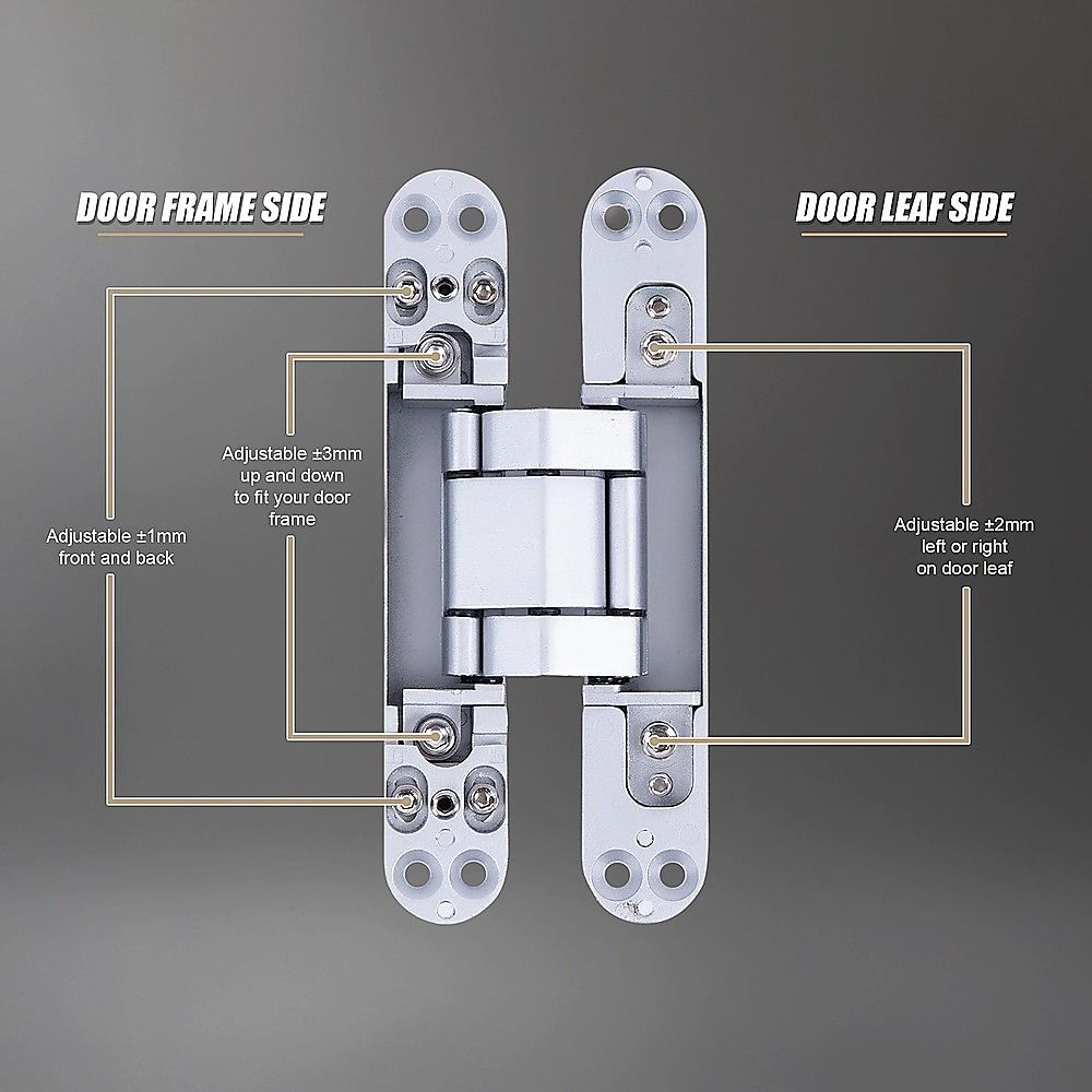 Hidden Door Hinges 180 degrees Heavy Duty 3D Adjustable Silver 40kg V63-954941