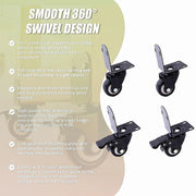 Side Mount Caster Wheels L-Shaped Heavy Duty Set of 4 PVC V63-954951