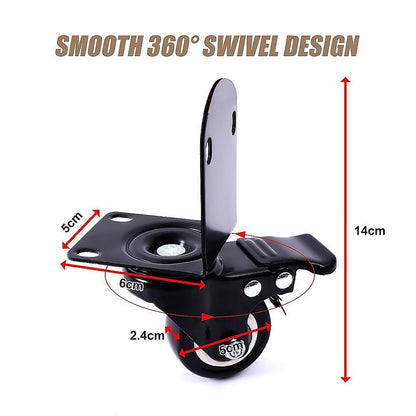 Side Mount Caster Wheels L-Shaped Heavy Duty Set of 4 PVC V63-954951