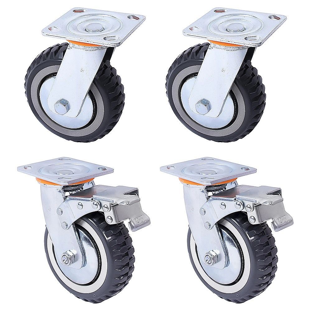 Heavy Duty Plate Caster Wheels Set 4 1200kg Swivel V63-954961