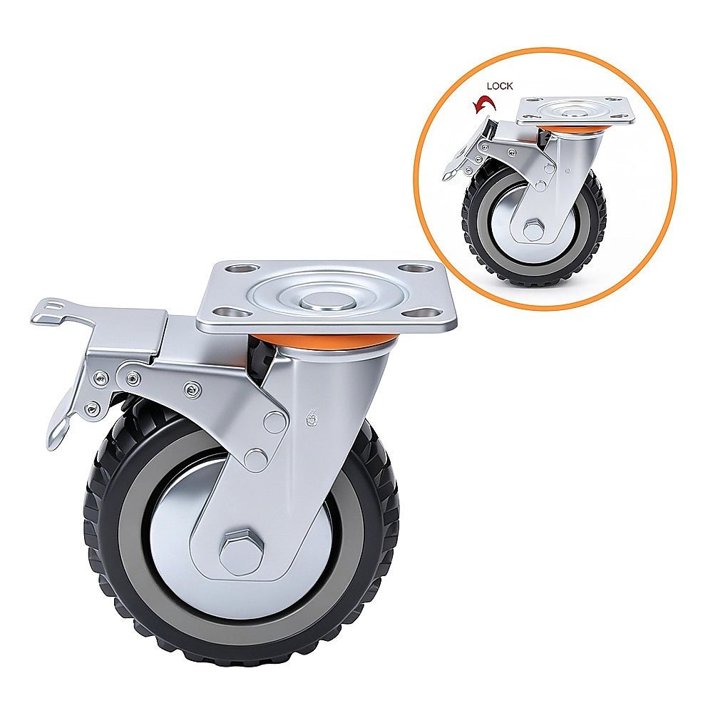 Heavy Duty Plate Caster Wheels Set 4 1200kg Swivel V63-954961