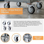 Heavy Duty Plate Caster Wheels Set 4 1200kg Swivel V63-954961