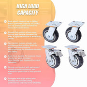 Heavy Duty Plate Caster Wheels Set 4 1200kg Swivel V63-954961