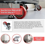 7.6cm Heavy Duty Caster Wheels With M12 Screw Feet 360kg Set Of 4 V63-954971
