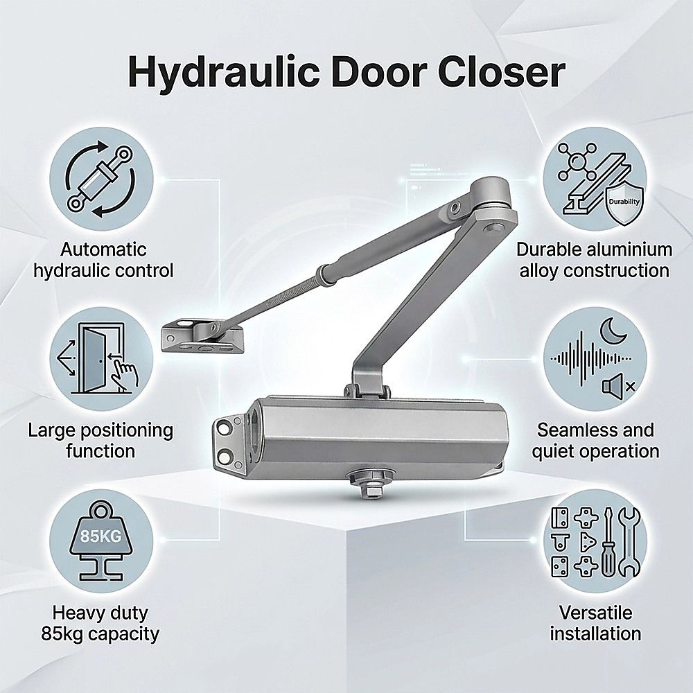 Hydraulic Door Closer 85kg Heavy Duty Large Positioning V63-954991