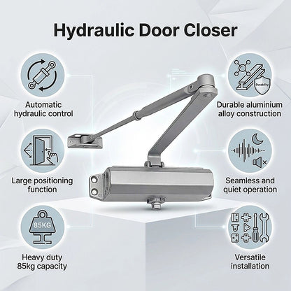 Hydraulic Door Closer 85kg Heavy Duty Large Positioning V63-954991