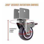 2 Inch U-Shaped TPE Swivel Castor Wheels Set 4 Brake V63-955001