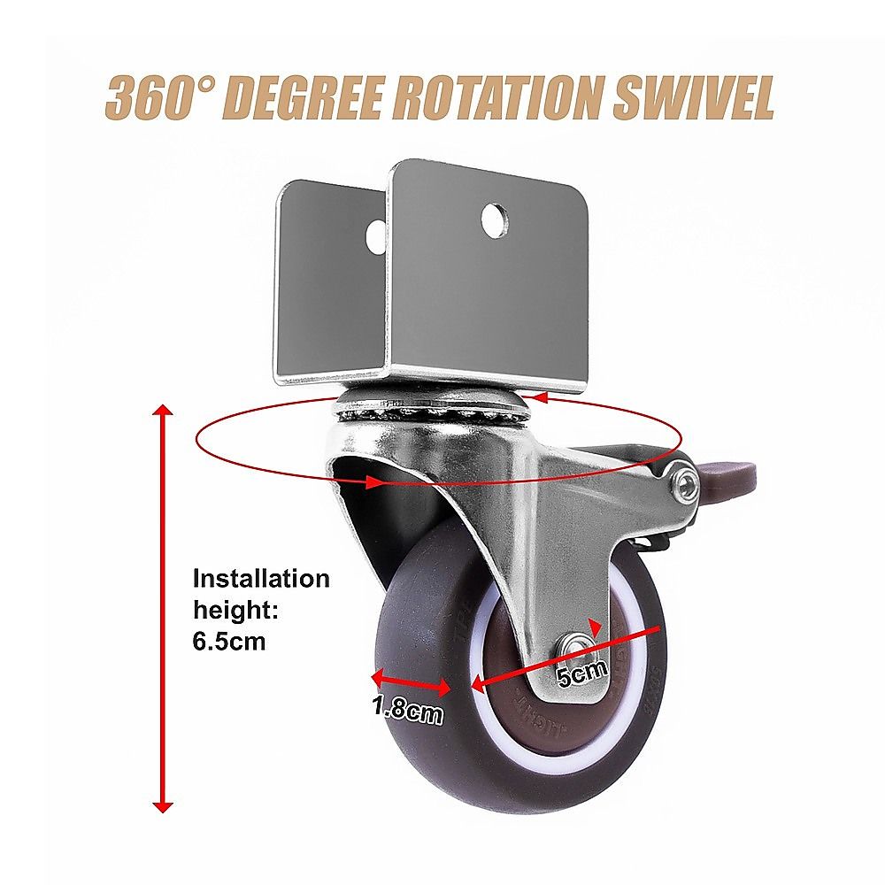 2 Inch U-Shaped TPE Swivel Castor Wheels Set 4 Brake V63-955001