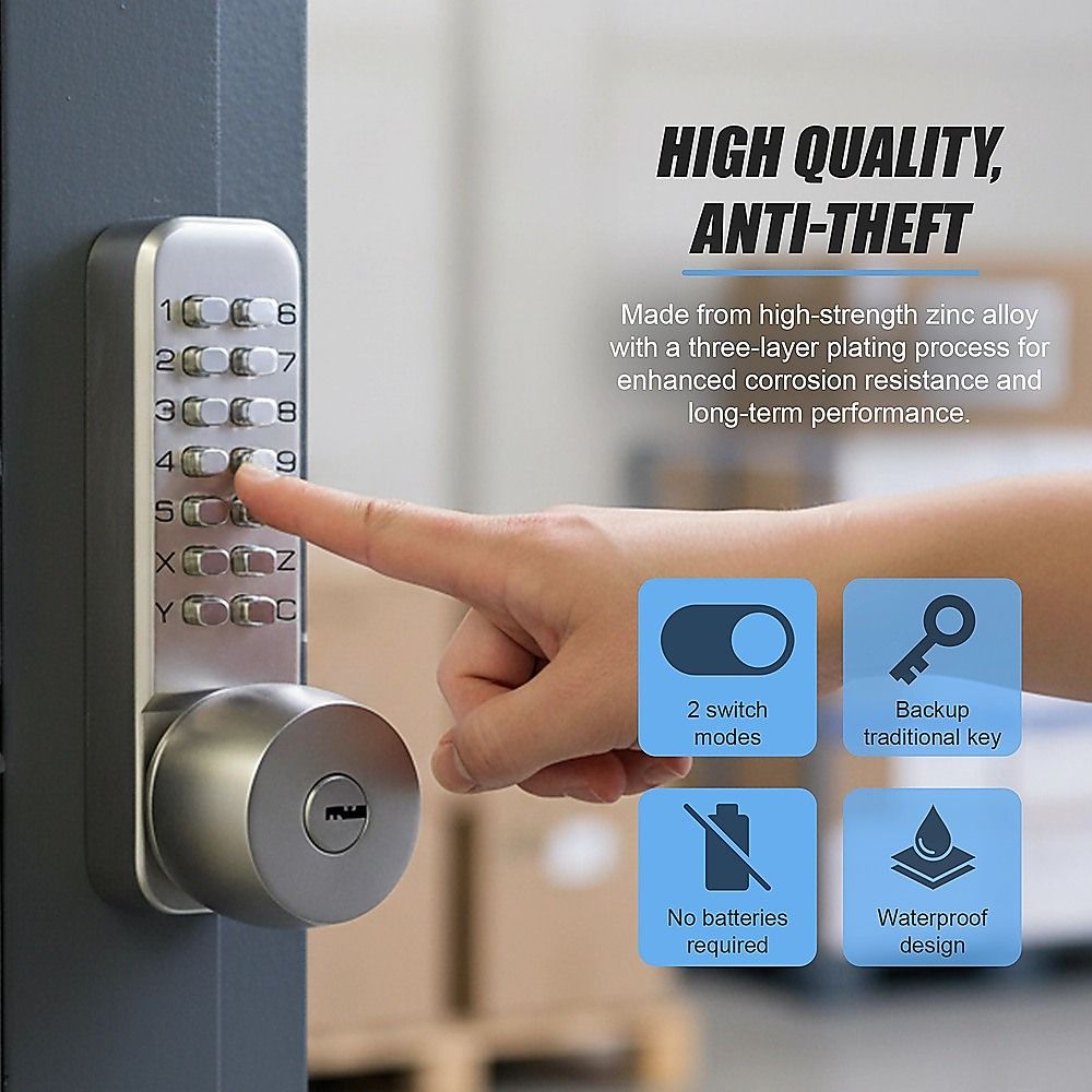 Mechanical Keyless Door Lock with Handle for Garage Office V63-955011