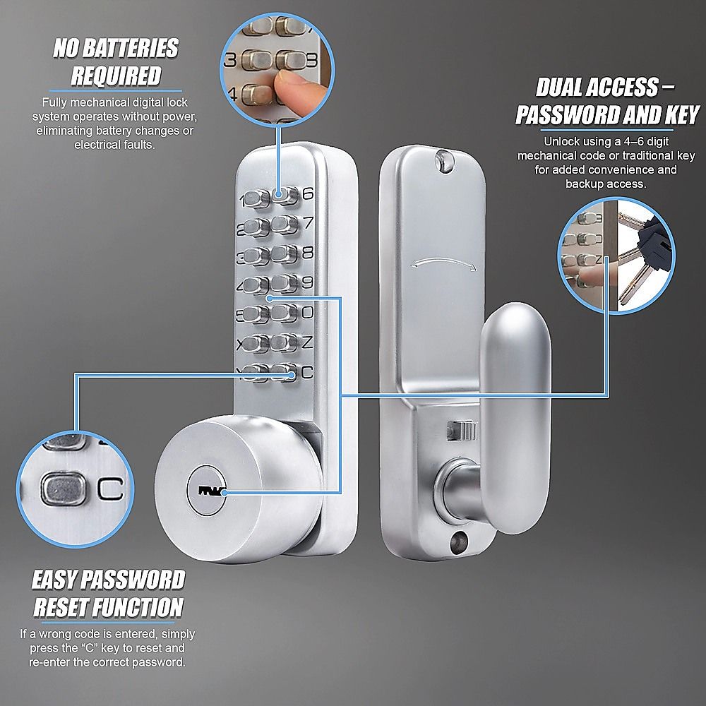 Mechanical Keyless Door Lock with Handle for Garage Office V63-955011