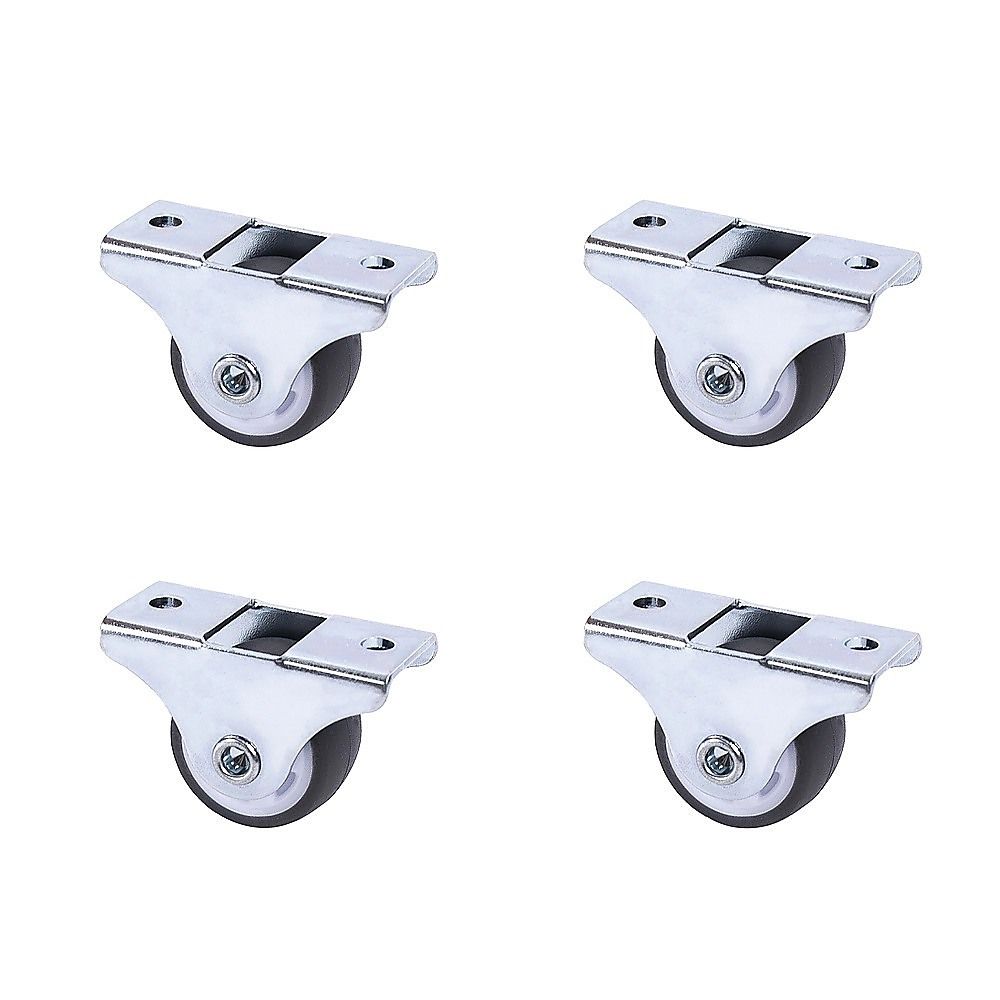Mini Fixed Caster Wheels Rubber Low Profile Set 4 V63-955021