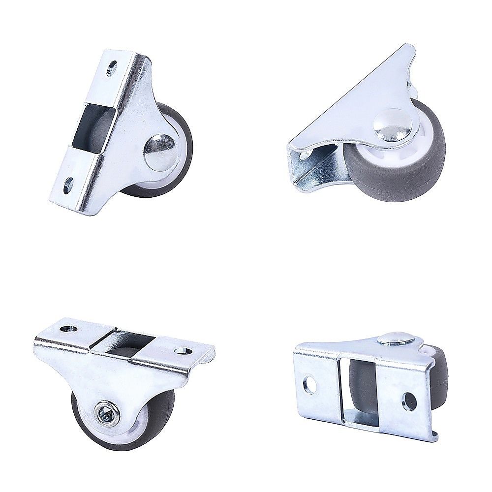 Mini Fixed Caster Wheels Rubber Low Profile Set 4 V63-955021