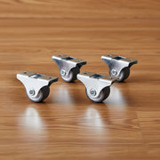 Mini Fixed Caster Wheels Rubber Low Profile Set 4 V63-955021