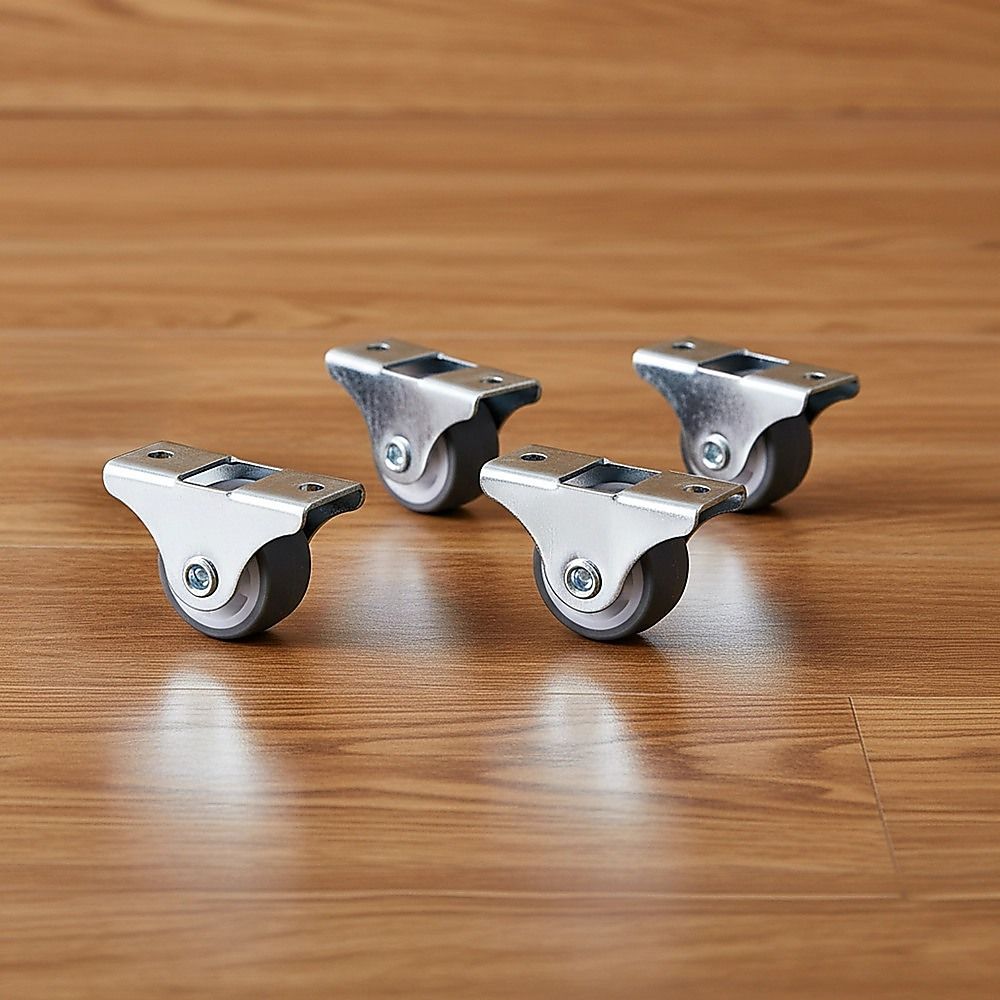 Mini Fixed Caster Wheels Rubber Low Profile Set 4 V63-955021