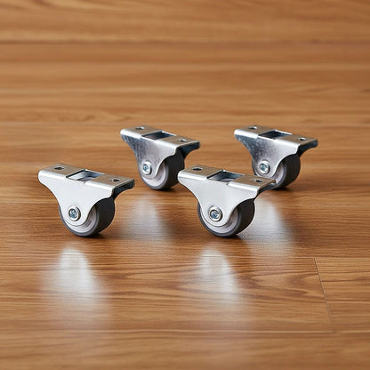 Mini Fixed Caster Wheels Rubber Low Profile Set 4 V63-955021