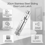 20cm Stainless Steel Sliding Door Lock Latch 10pcs Heavy Duty Security Bolt For Gates V63-955031