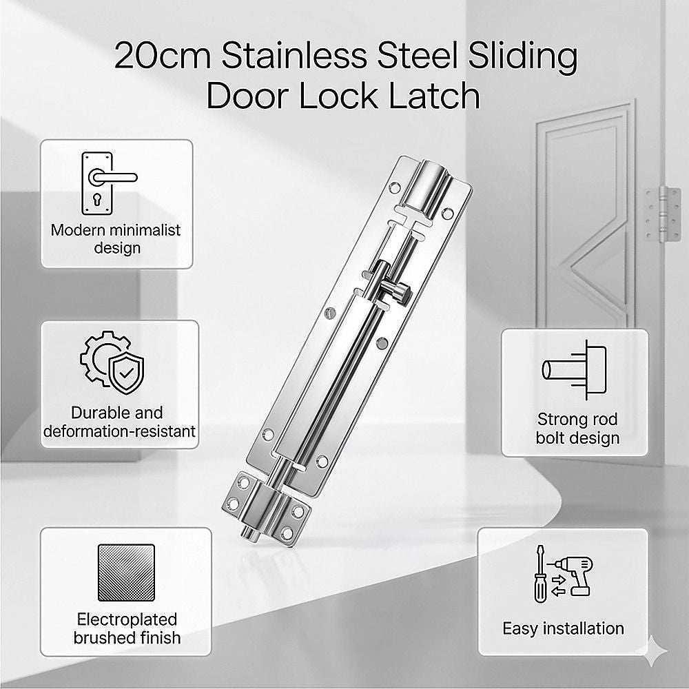 20cm Stainless Steel Sliding Door Lock Latch 10pcs Heavy Duty Security Bolt For Gates V63-955031