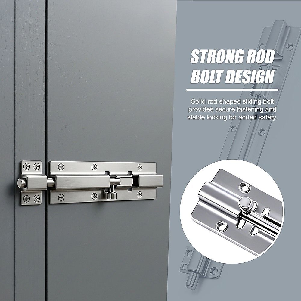 20cm Stainless Steel Sliding Door Lock Latch 10pcs Heavy Duty Security Bolt For Gates V63-955031
