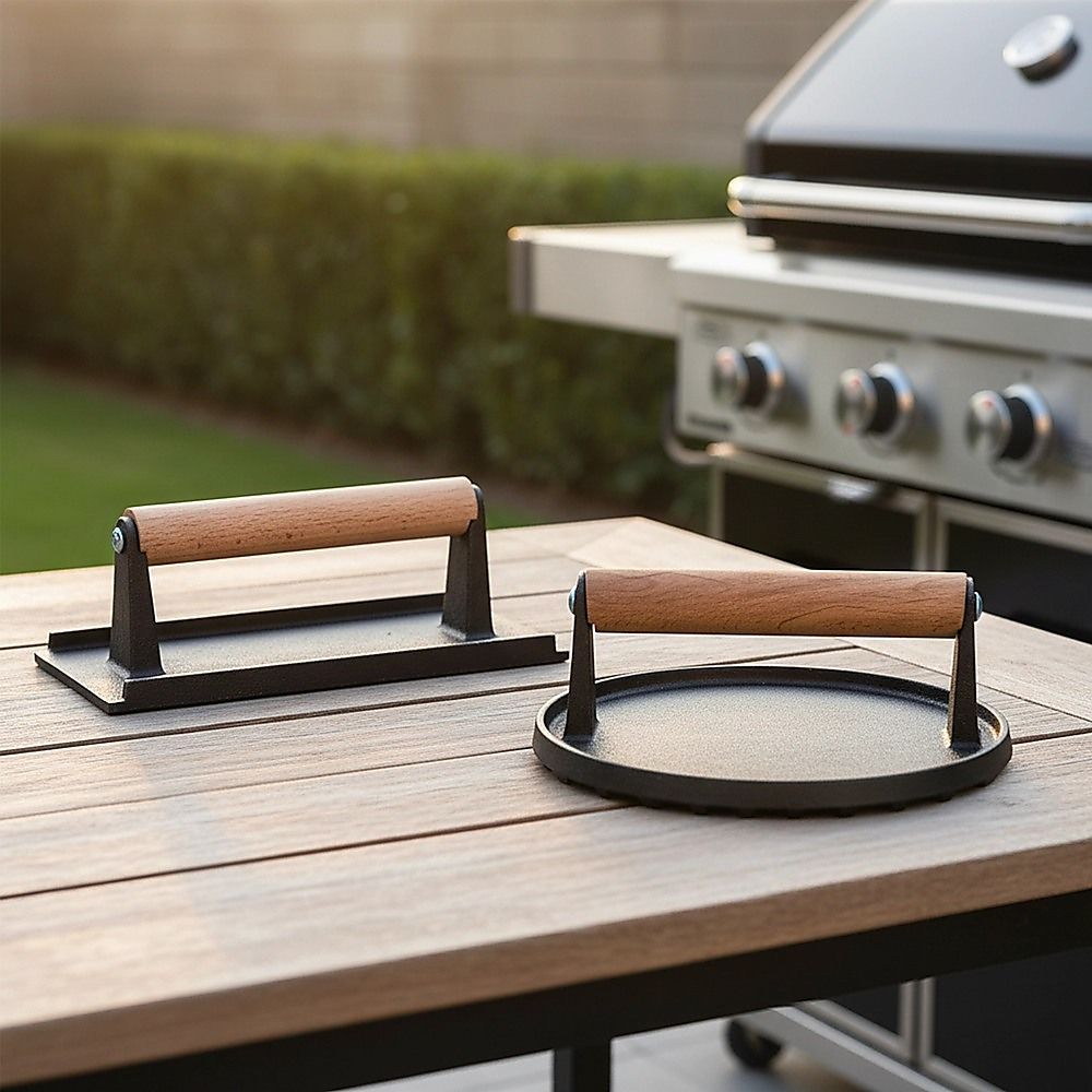 BBQ Steak Press with Handle Heavy Duty Grill Tool V63-955051