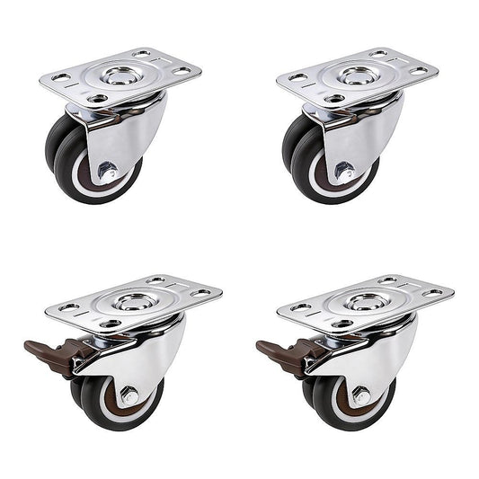 50mm Swivel Caster Wheels Set 4 with Brakes Twin V63-955061