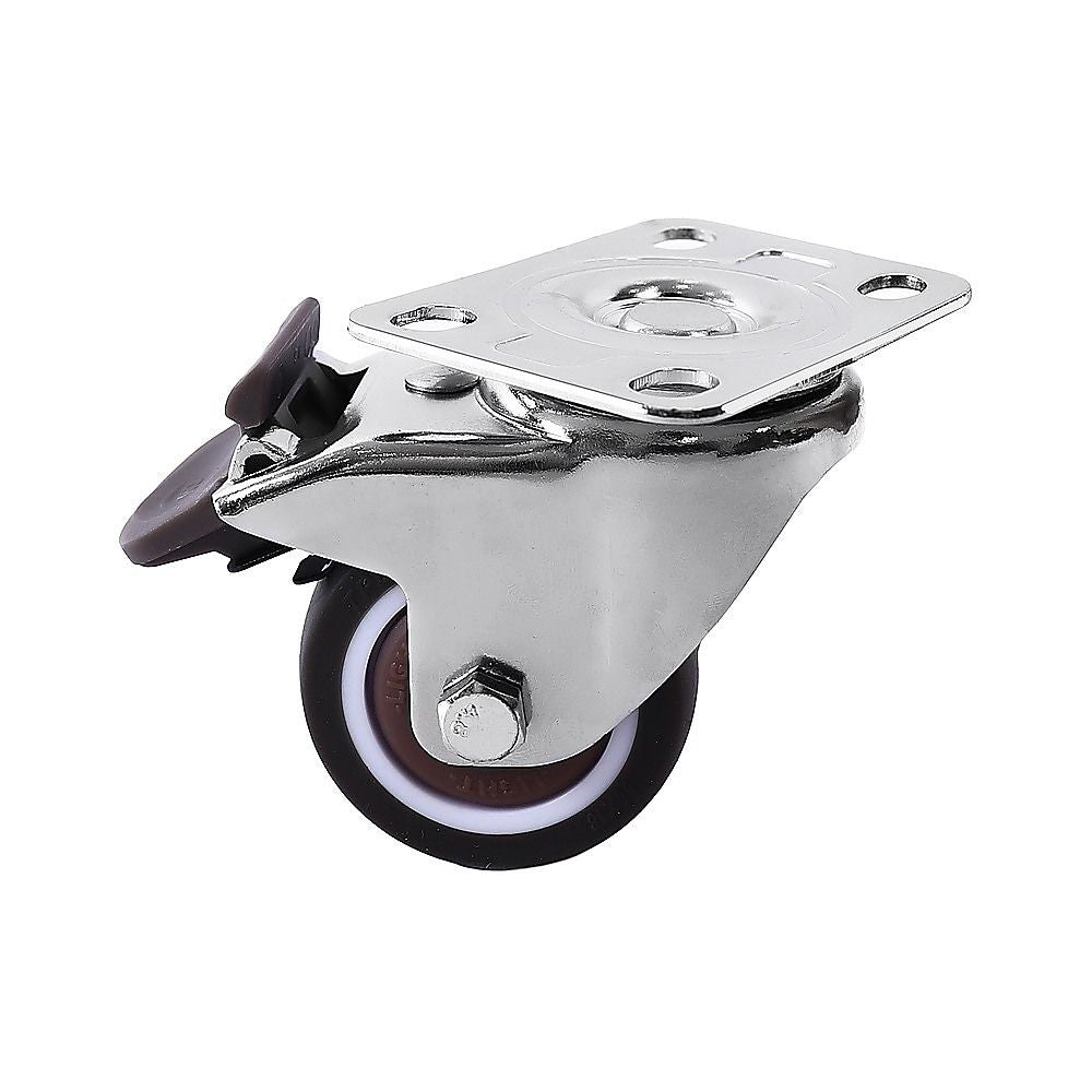 50mm Swivel Caster Wheels Set 4 with Brakes Twin V63-955061