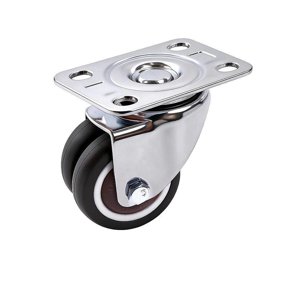 50mm Swivel Caster Wheels Set 4 with Brakes Twin V63-955061
