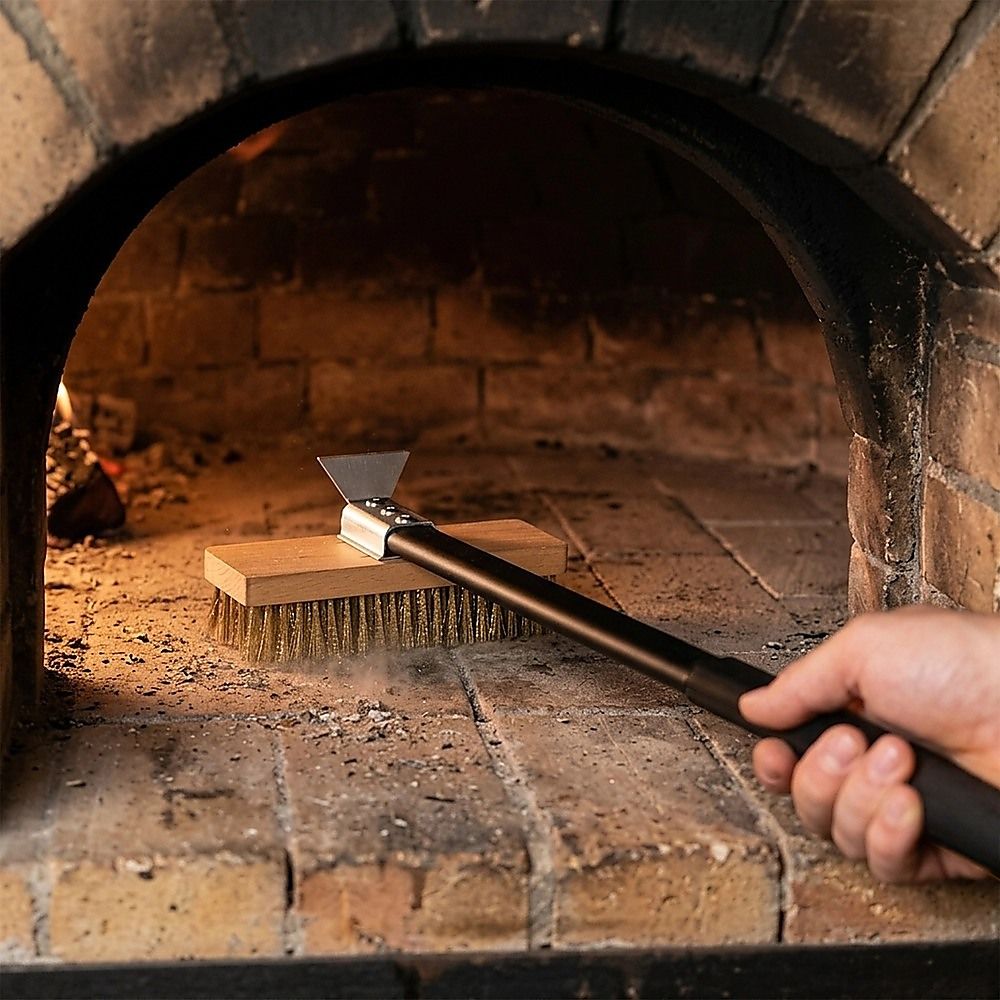 80cm Heavy Duty Pizza Oven Brush with Steel Scraper V63-955071