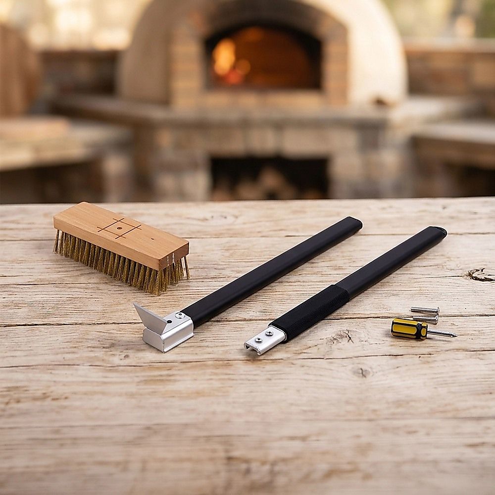 80cm Heavy Duty Pizza Oven Brush with Steel Scraper V63-955071