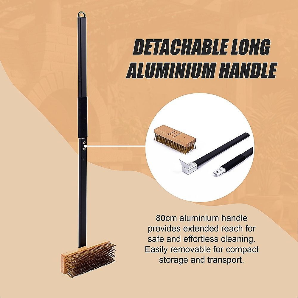 80cm Heavy Duty Pizza Oven Brush with Steel Scraper V63-955071